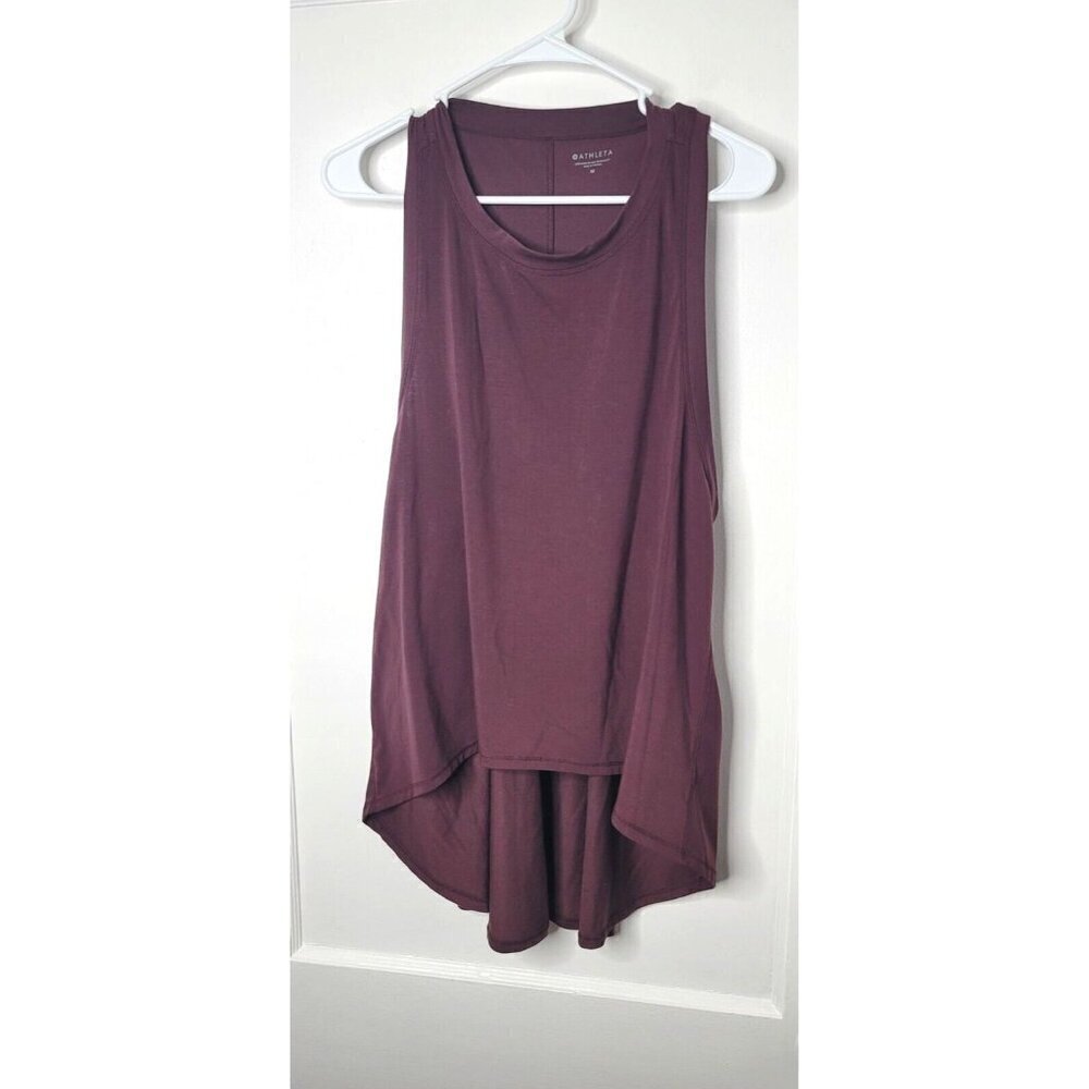 Athleta Womens Sz M Relaxed Hi-Low Hem Tank Top Cranberry Active Wear Shirt